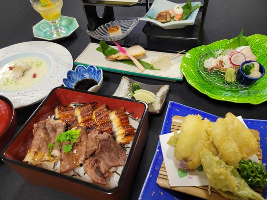 【夕食・朝食付】近江大倉和牛と鰻のスタミナお重、瀬戸内産の穴子や鰆を味わうおすすめ御膳　6月〜8月